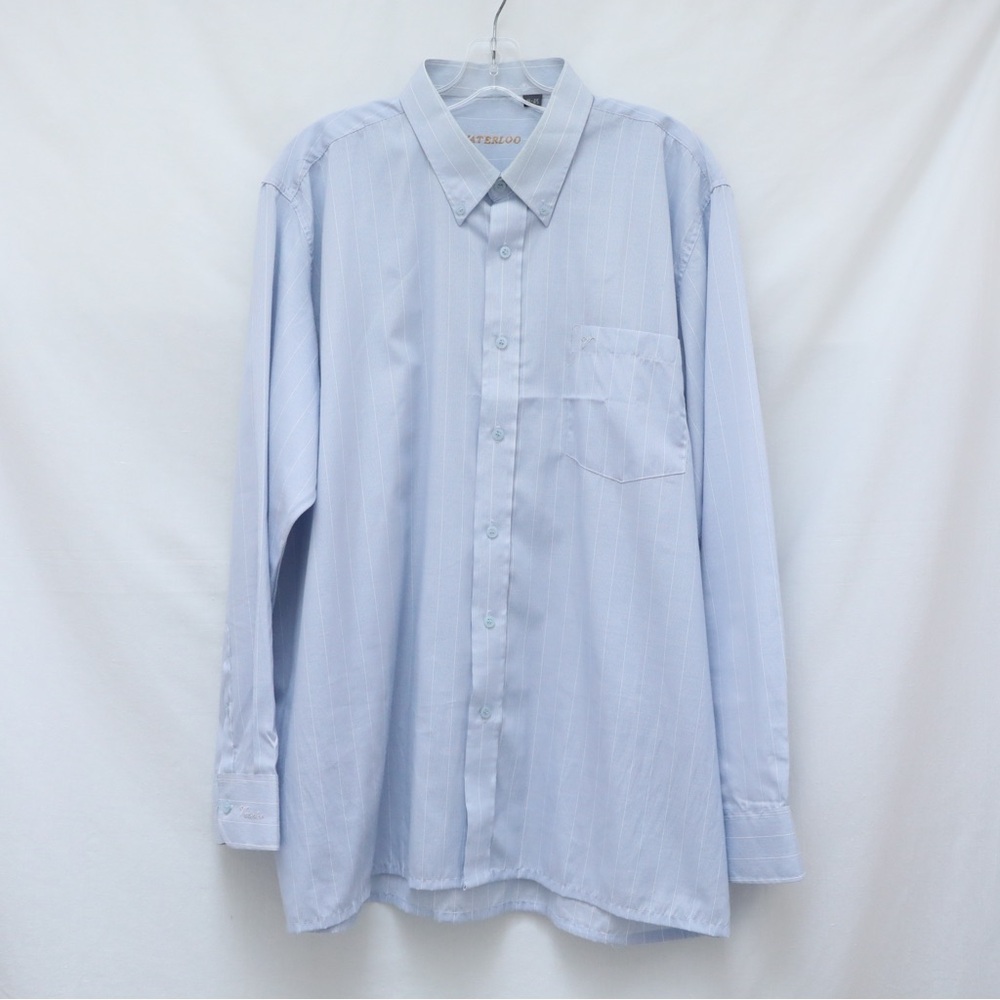 Vaterloo men's striped shirt 18/ 45 business office blue career formal XXL